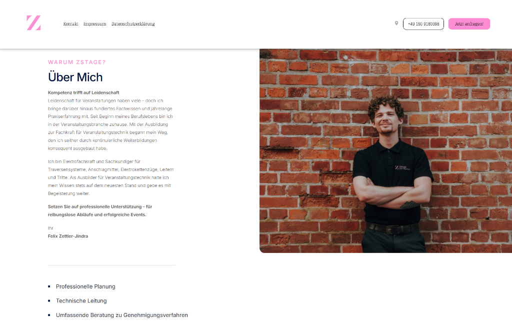 ZStage Website Screenshot